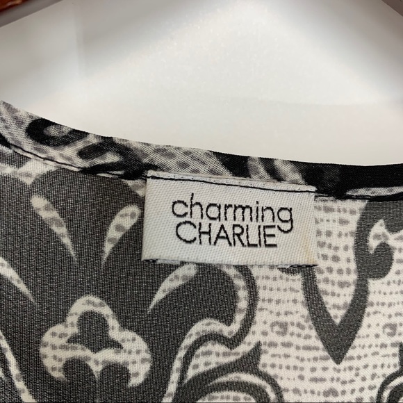 Charming Charlie Black Tribal Boho Racer Back Tassel Hem Tank Top Size XS - Picture 8 of 12